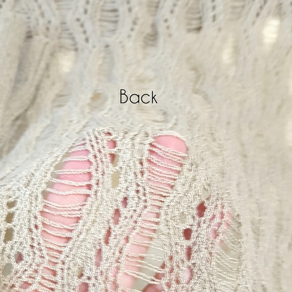 🔖Vtg 90's-Y2K Knit Top🍂TU 🍂Breathable|Fishnet Back| Wide Long Sleeve - Picture 9 of 12